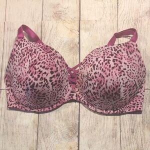 Torrid Curve Back Smoothing Push Up Plunge Pink Cheetah 40DDD Bra